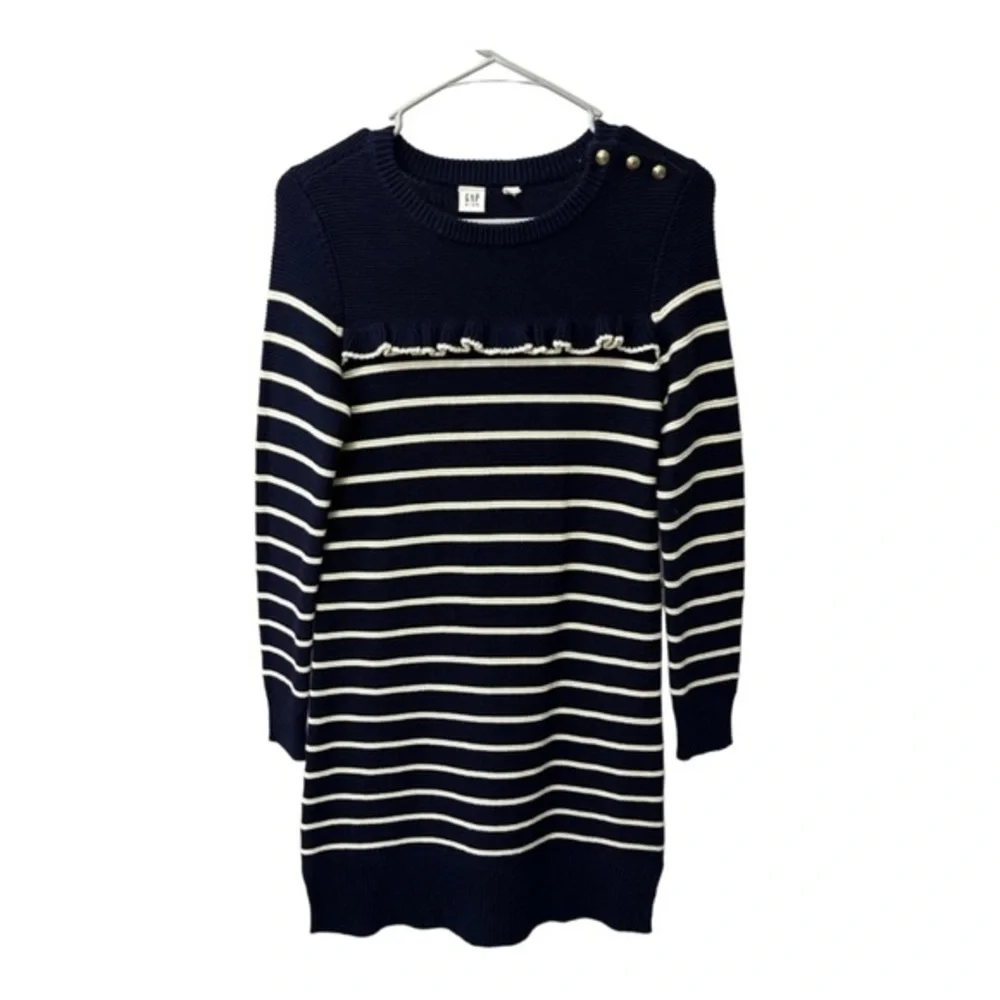 🌟 Gap Kids Navy and White Striped Sweater Dress 🌟